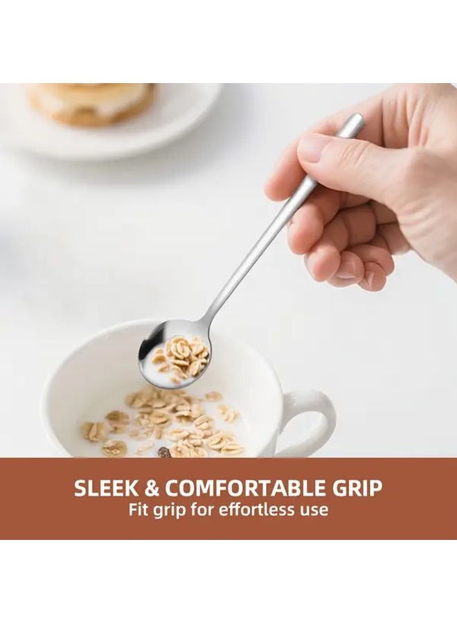 4pcs Silvery Stainless Steel Coffee Spoons Multipurpose Stirring Spoons - Image 5